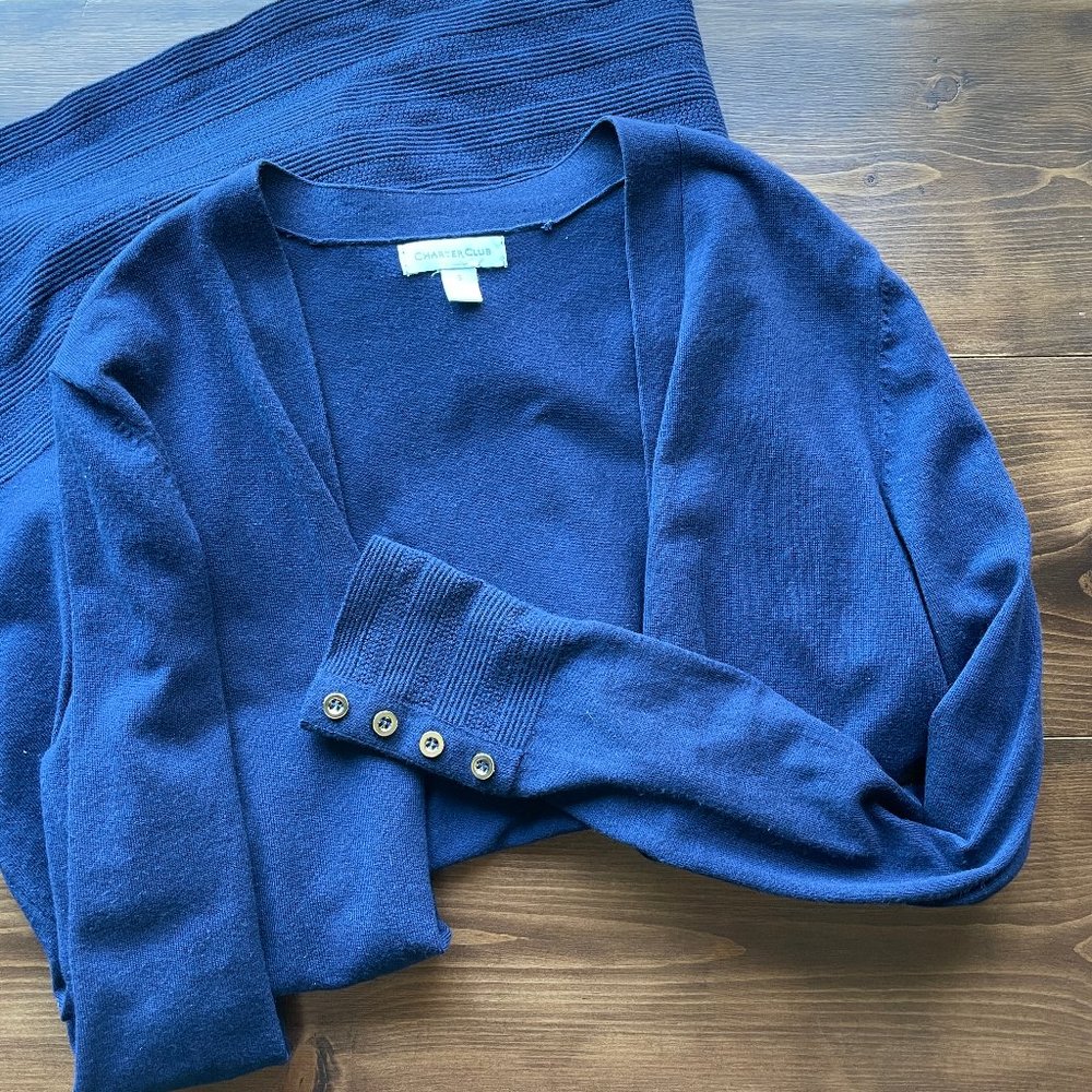 Charter Club Blue Cardigan Long Sleeve
